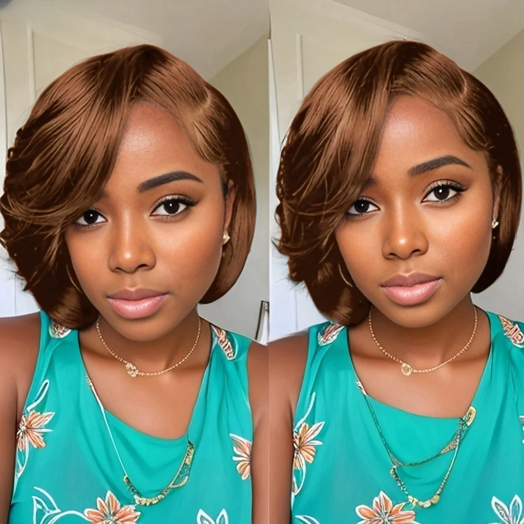 Lace Frontal Wig 13x4 Pixie Cut Wig Human Hair for Women 8 Inch Short Straight Human Hair 180% Density image 2
