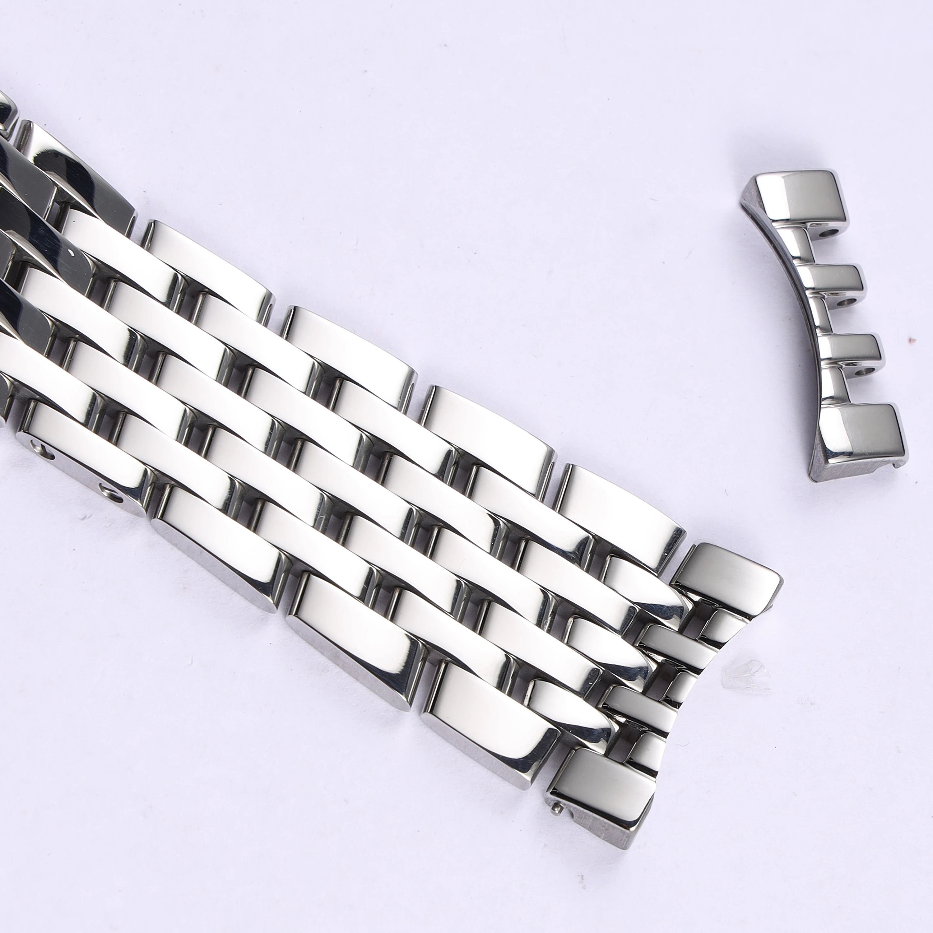 new 7 beads 22mm 24mm Polished Silver Solid Stainless Steel Watchband For Breitling Navitimer Watch Strap Bracelet