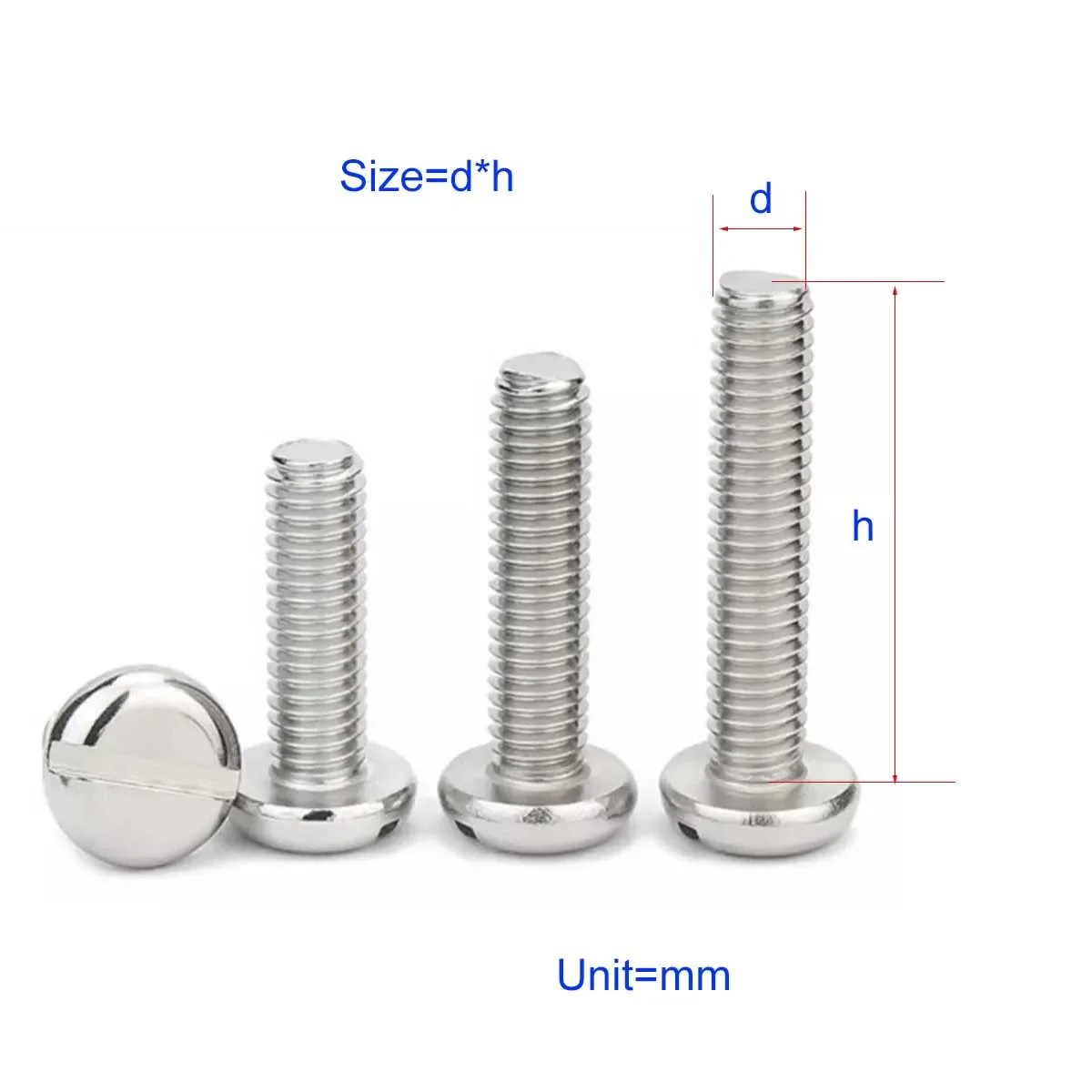 

304 Stainless Steel Slotted Pan Head Screw/Gb67 Round Head Bolt M1.6M2M2.5M3