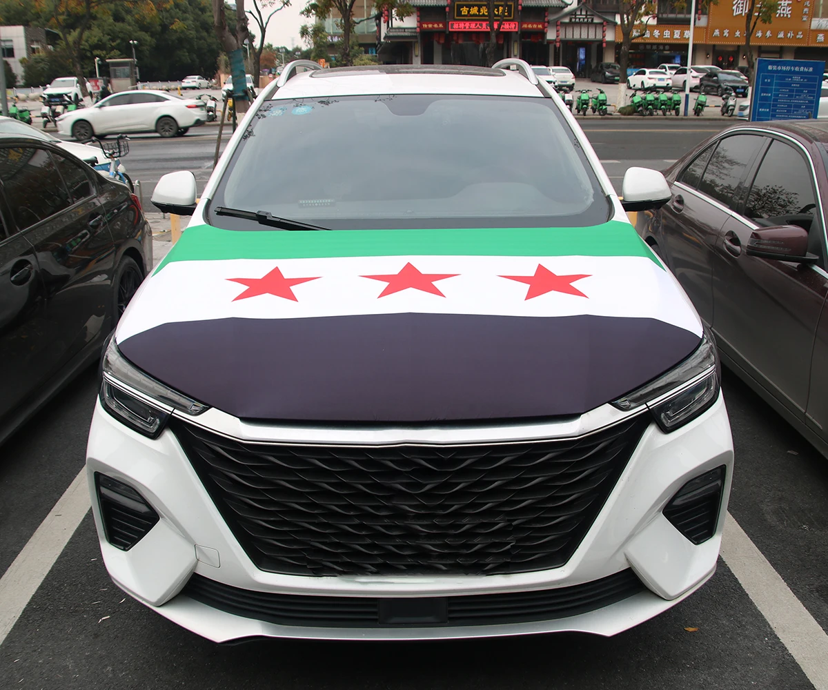 115x160CM Syrian Arab Republic Flag Car Engine Cover Decorative Automobile Engine Hood Wrap for Vehicle Decoration