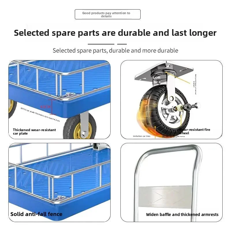 Wózek ogrodniczy, niski wózek ogrodniczy, wózek do przewozu towarów, składany wózek płaski, wózek do pchania, wózek czterokołowy, przyczepa transportowa