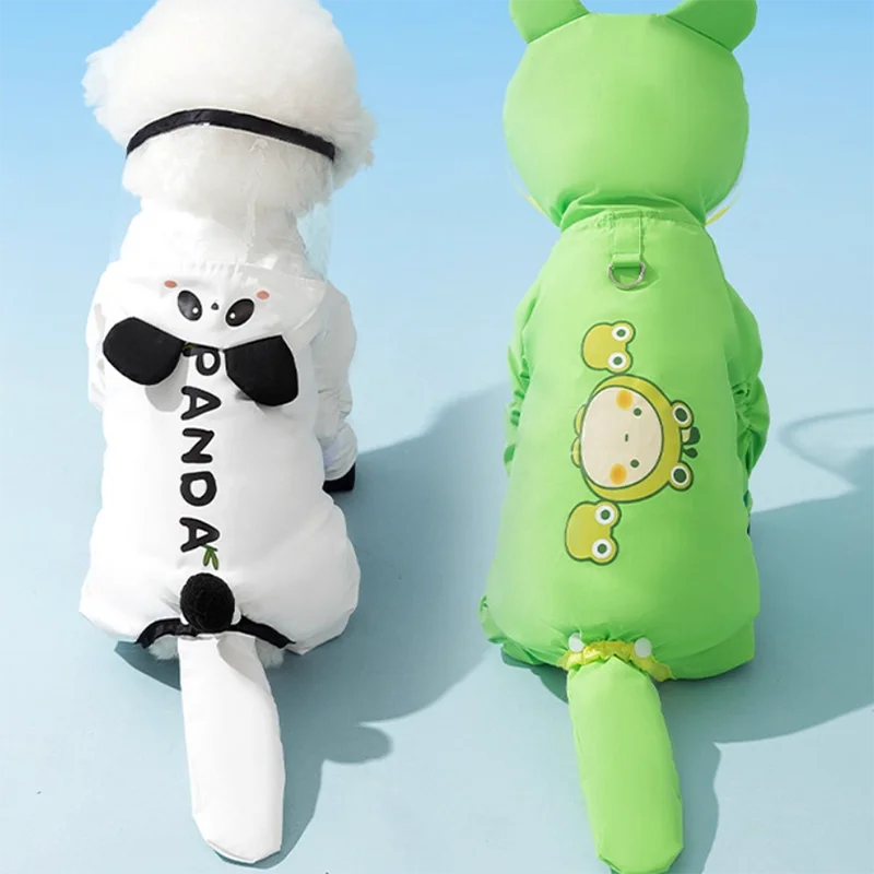 

Frog Shape Dog Raincoat Pet Summer Four Legs Can Pull Hooded Poncho Bichon Frise Waterproof Out Clothes