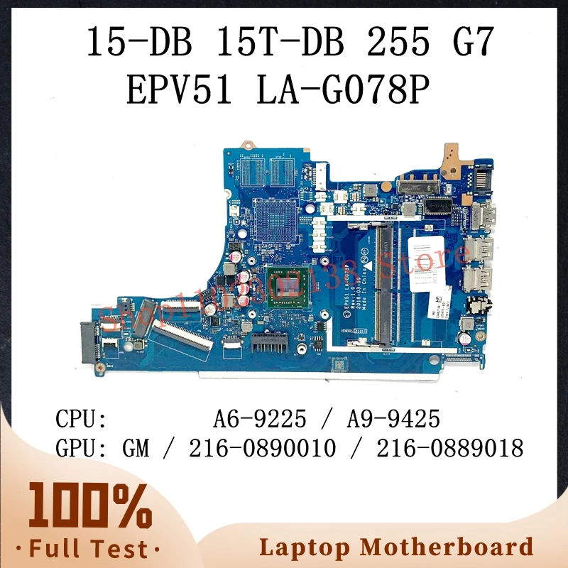 L20477-601 L20478-601 L20480-601 L20481-601 L46513-601 With A6 / A9 CPU For HP 15-DB Laptop Motherboard LA-G078P GM/PM 100% Test