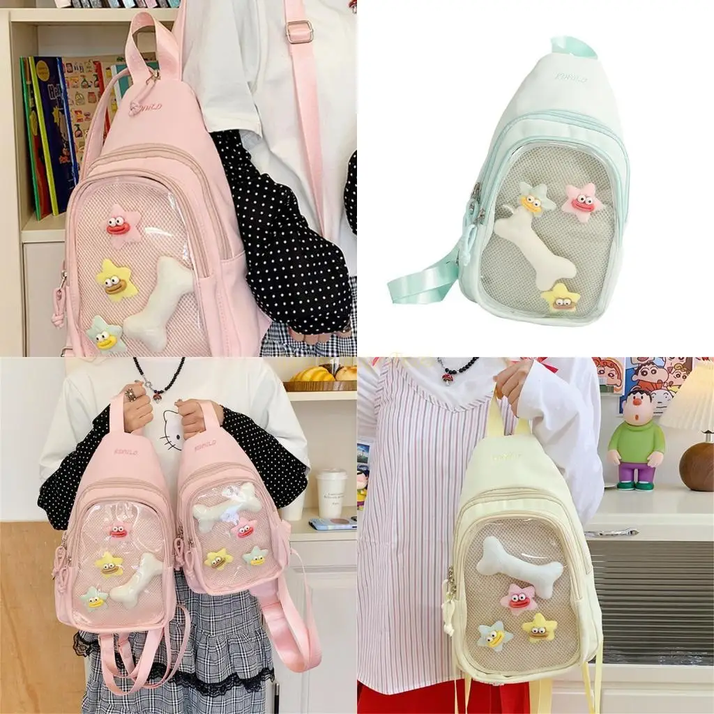 

X90D Stylish Clear Nylon Chest Bag Adjustable Strap Multiple Carrying Option for Wmen