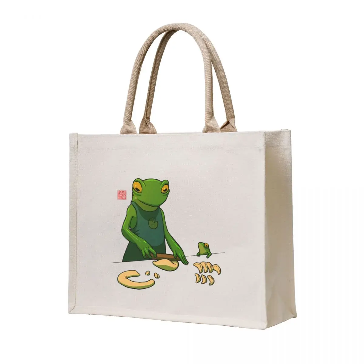 

Frog and her Sprog Making Dumplings Mother's Day Tote Bag canvas bags large size bags