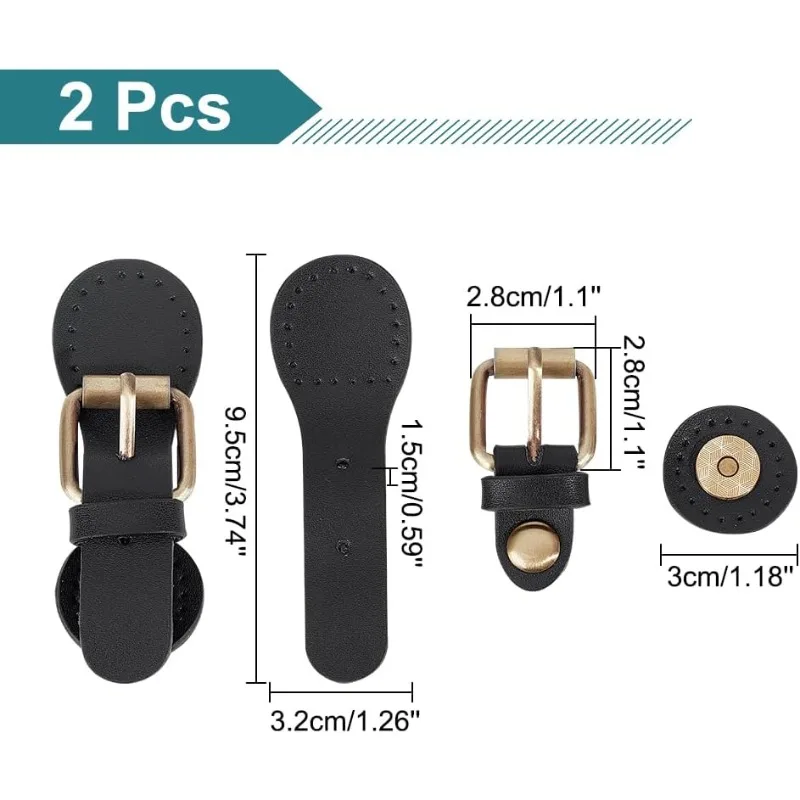 2pcs PU Leather Sew on Toggle Closure Buckles Purse Tab Closure PU Leather Snap Toggle Sew on Bag Roller Buckles