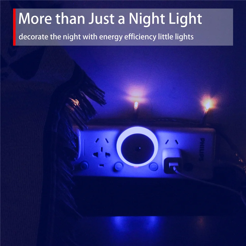 Imagem -02 - Led Night Light com Sensor Inteligente Plug in Dusk to Dawn Lâmpada de Parede para Banheiro Corredor Cozinha Escada Quarto