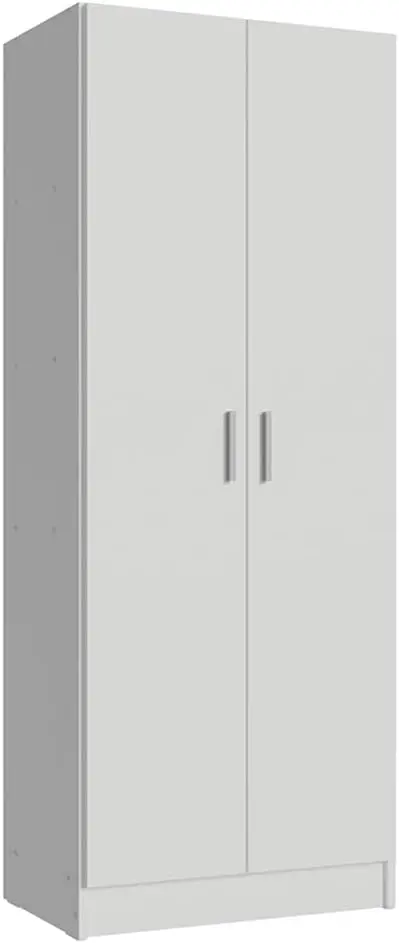 Pantry Storage Cabinet 2 Doors with 5 Utility Shelves 23 Inch Wooden Organization Unit for Kitchen - White