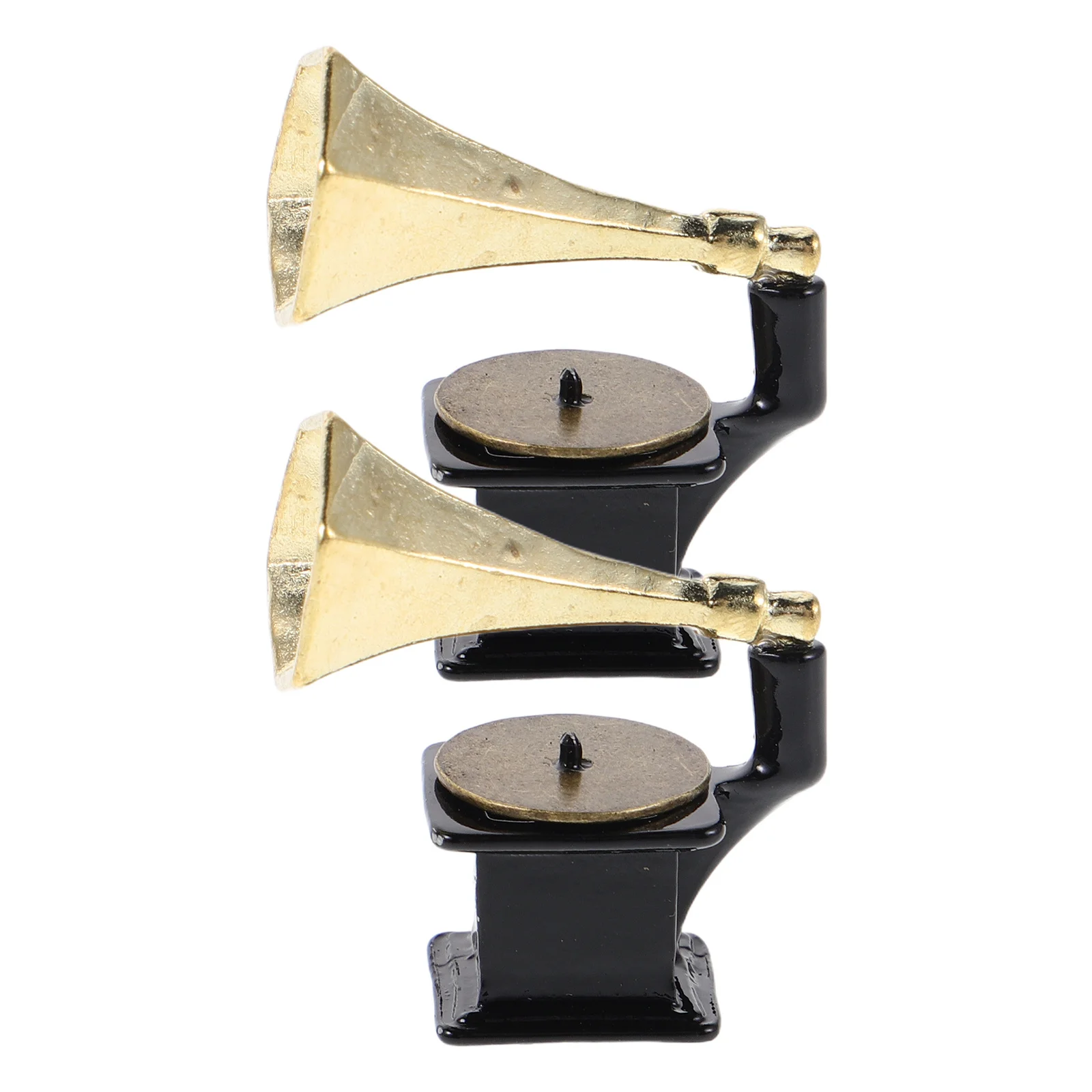 

2Pcs Vintage Miniature Record Player Retro Phonograph Ornament Compact Dollhouse Accessories Home Music Decoration