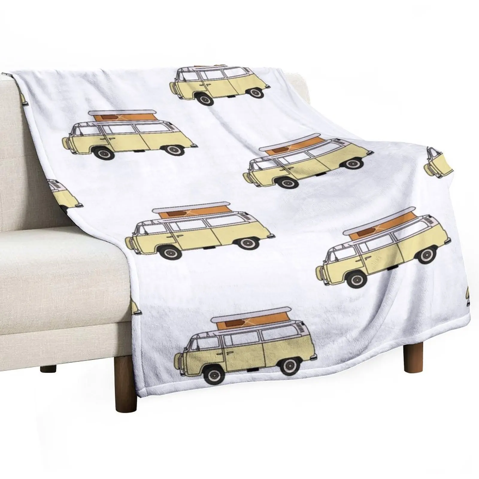 

yellow retro van Throw Blanket funny gift For Decorative Sofa Thin Nap Blankets