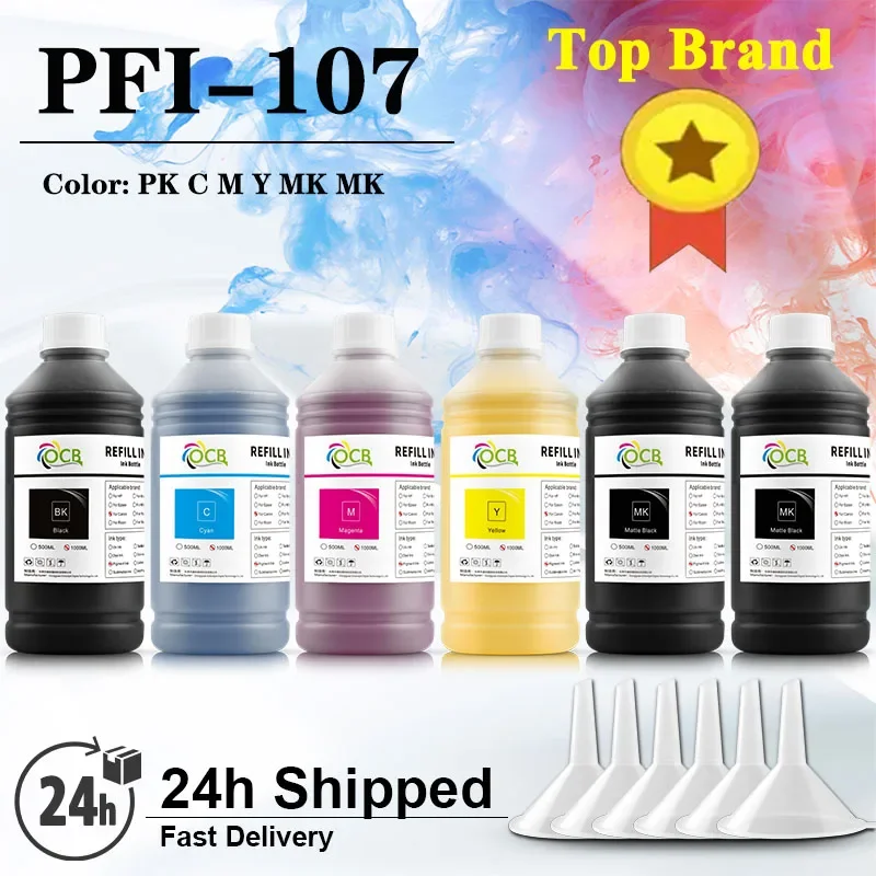 1000ml*6 Pigment Ink For Canon PFI-107 PFI-207 PFI-102 PFI-104 iPF670 680 iPF 685 iPF770 780 785 iPF500 510 600 610 605 650 750