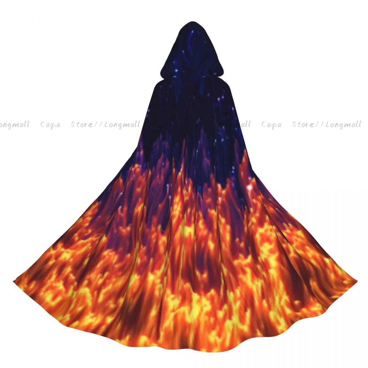 Fiery Grass Emitting Pollen On A Dark Field Hooded Cloak Coat Halloween Cosplay Costume Vampire Devil Wizard Cape Gown Party