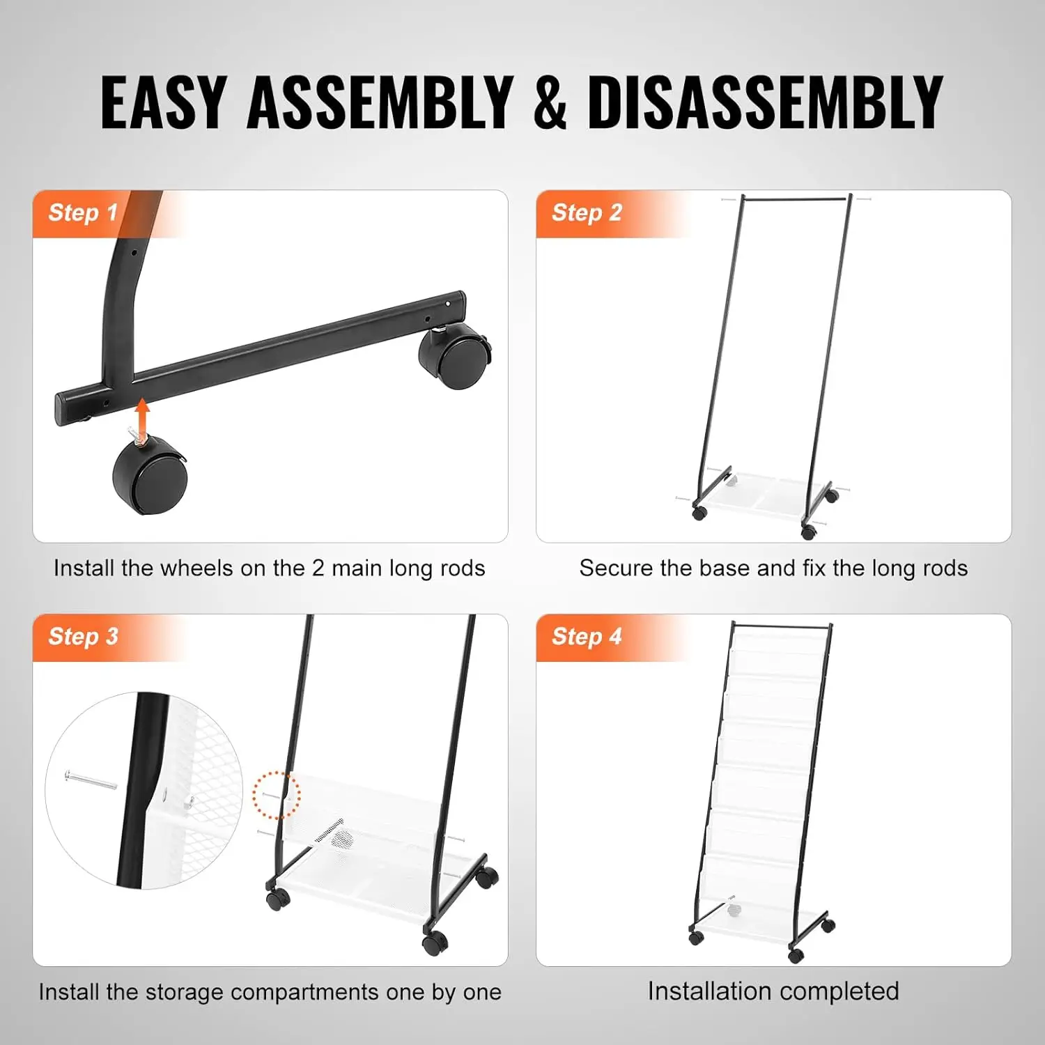 Espositore per Riviste a 6 Ripiani con Ruote Bloccabili per Ufficio e Negozi