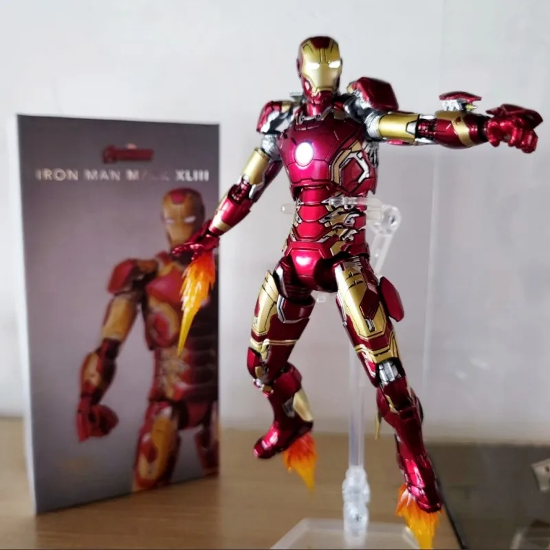 2023 New Avengers 1/12 Iron Man Marvel Superhero Mk46 Joint Removable 75% Alloy Glow Model Collectible Birthday Gift Toy