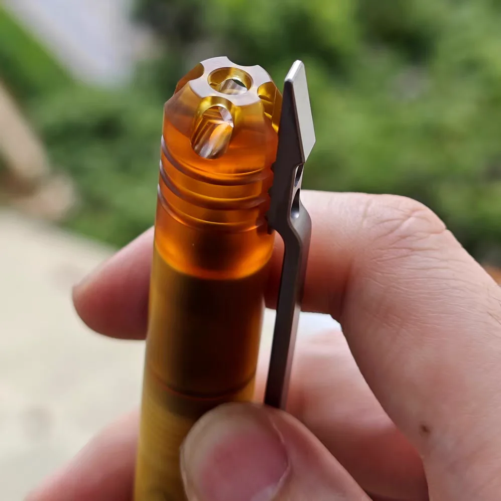 Bolígrafo táctico EDC Ultem construcción de titanio Compatible con recambios de marcadores de estilo americano, tinta duradera de secado rápido