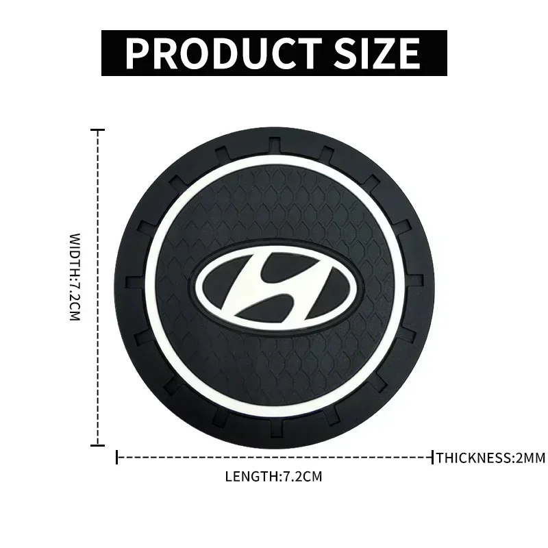 Car Logo New Cup Holder Coaster Silicone Non Slip Pad For Hyundai I10 Elantra Getz Sonata XG Terracan Tucson Coupe Trajet Matrix