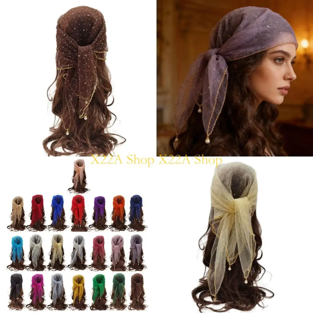 

Unique Luxury Sequined Pattern Head Wrap Headscarf Cover For Religious Ceremonies