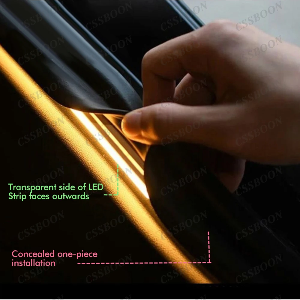 Cssboon stamm led silikon streifen leuchte für tesla modell y 2021-2024 flexible gummi lampen rgb innendekoration leuchte