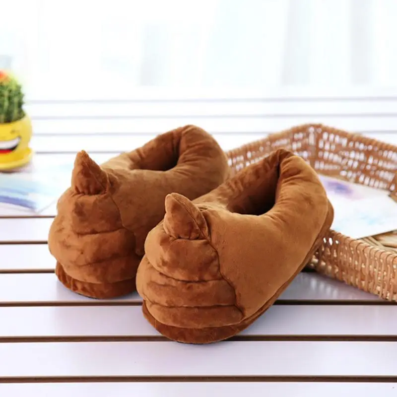 Poop Shoes Women Men Fuzzy House Funny Expression Poop Slipper Non Slip Couple Slippers Indoor Warm Plush Bedroom Shoes