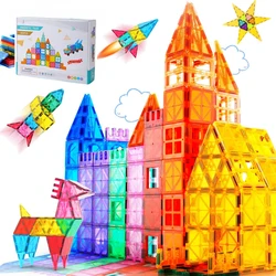 120pcs Magnet Tiles Building Blocks Puzzle Children DIY Construction Sets Star Diamond Montessori Magnets Toys for Girls Boys