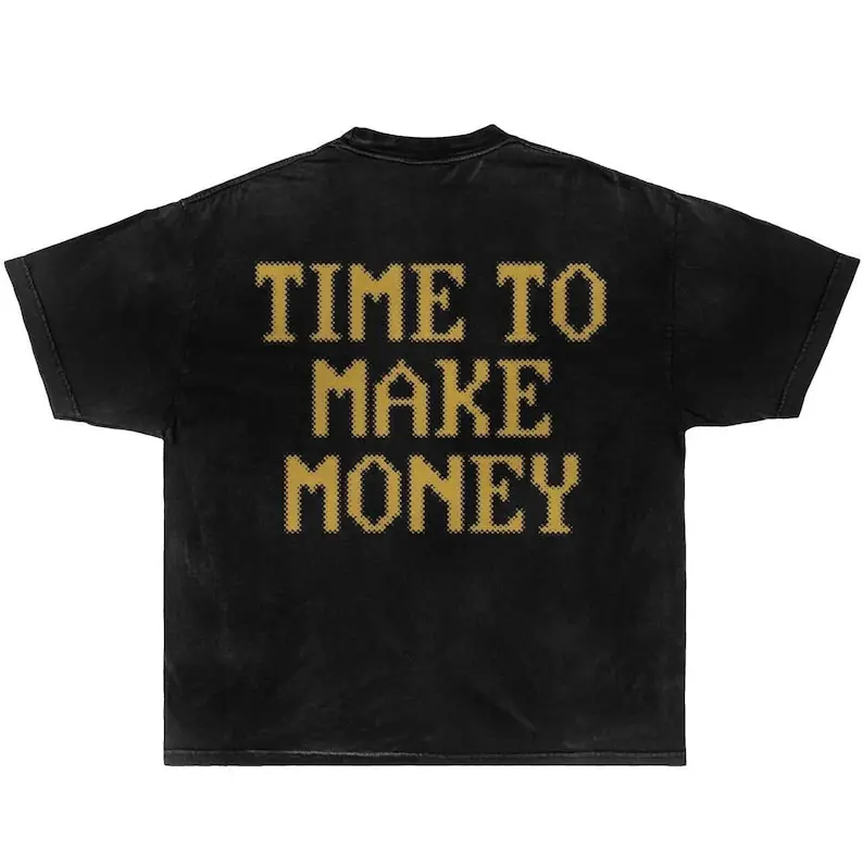 Time To Make Money Garment-Dyed Boxy Tee Black Shirt Opium, y2k, fashion, streetwear, unisex, men, women, cotton, crew neck, y2k