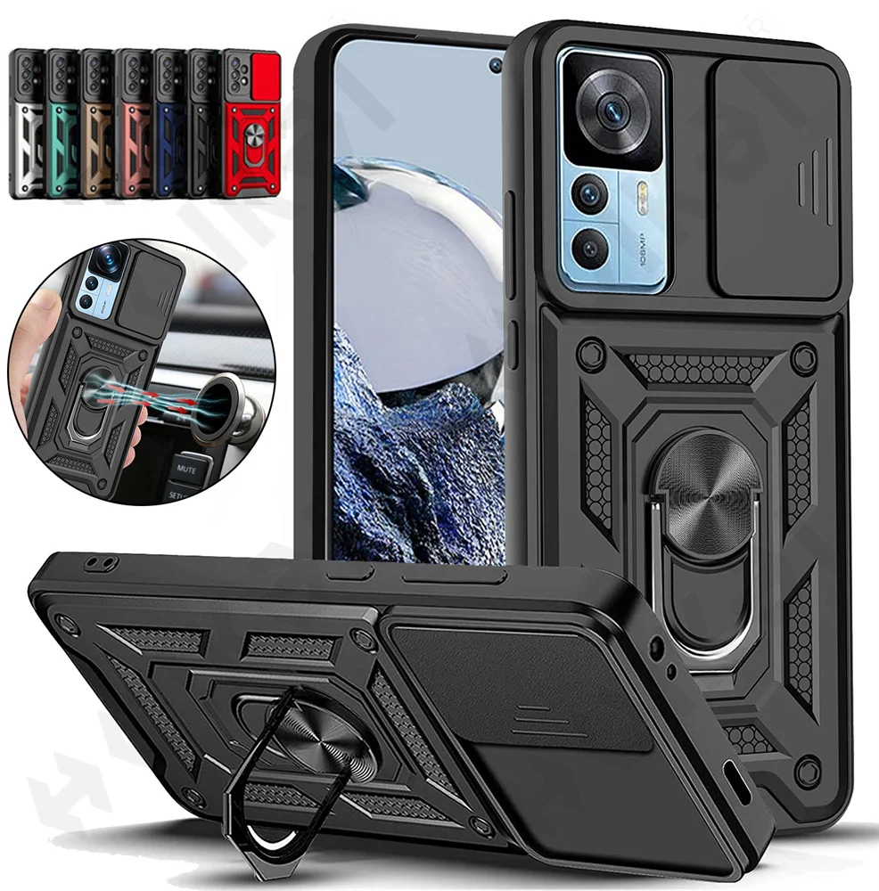 Camera Len Case For Xiaomi 12T Protection Shockproof Armor Magnetic 11T 11 Lite Redmi Note 11 10 Pro Max Poco X4 Pro Slide Cover