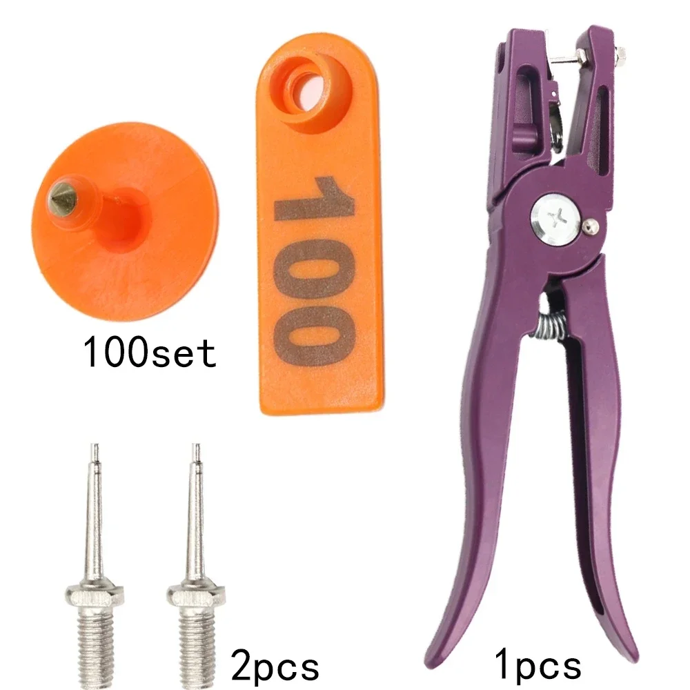 Ear Tag Sheep Marker Applicator Number 001-100 For Goat Ldentification Kit Ear Tagger With 2 Pcs Ear Pins Livestock Tag Pliers