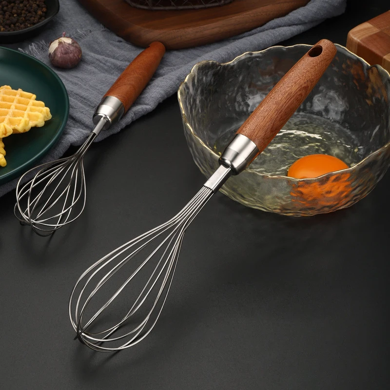 

304 Stainless Steel Egg Beater, Hand Mixer, Egg Cream, Milk Powder, Baking Tool, Wooden Handle, Feel Good