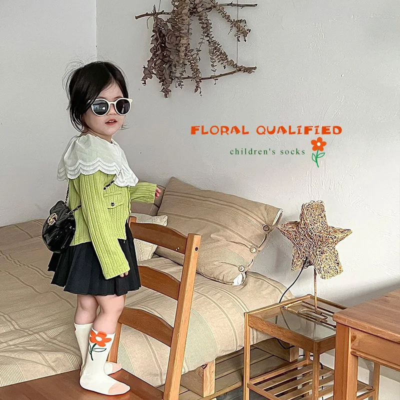 3 Pairs Girls Socks Kids Sweet Flowers Pattern Cotton Socks For Child Little Baby Infant Socks Spring