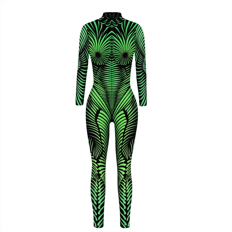 Halloween 3D Printed Costume Party Reflect Cosplay Costume Women  Party Jumpsuits Holiday Zentai Bodysuits Female Elastic Outfit