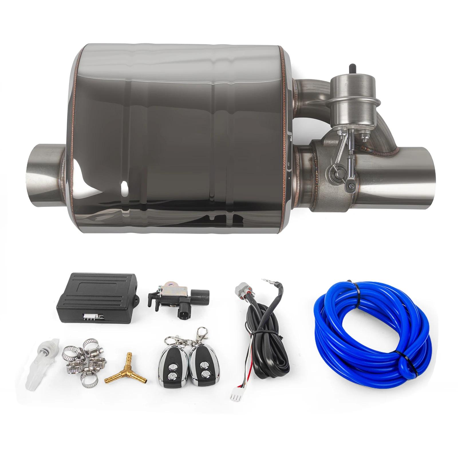 2/2.5/3 بوصة كاتم صوت العادم العالمي من الفولاذ المقاوم للصدأ مدخل واحد منفذ واحد كاتم صوت مفرغ مضخة انقطاع صمام التحكم مجموعات #3