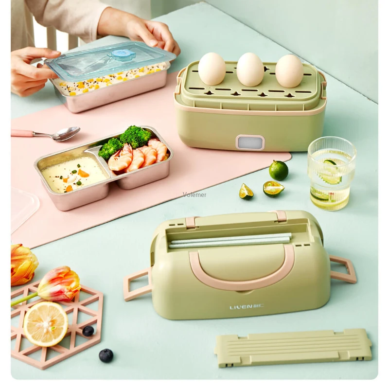 Youpin Liren المحمولة الطبخ صندوق غداء كهربي متعدد الوظائف المكونات في التدفئة الكهربائية الطبخ سعة كبيرة طبقة مزدوجة