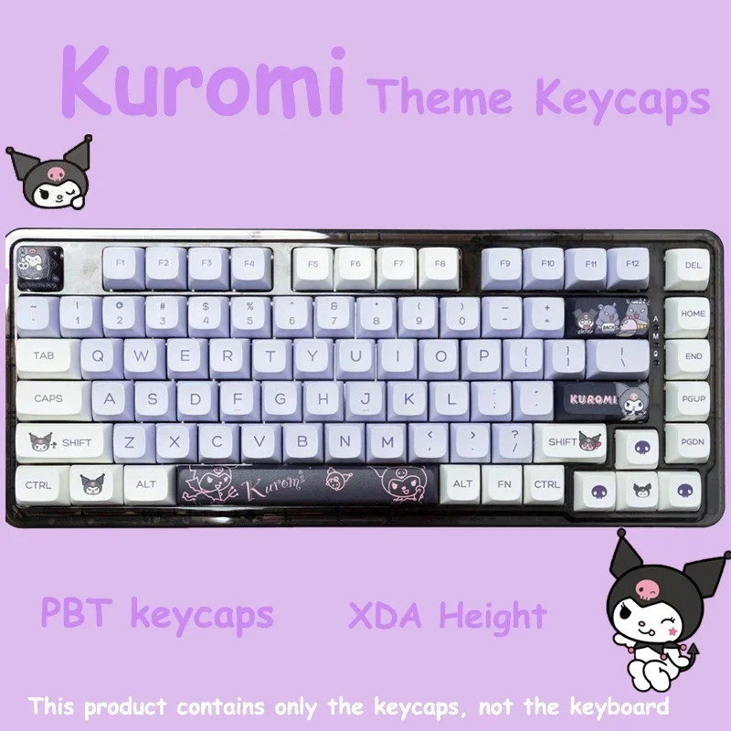 Sanrio Kuromi Anime Kawaii Keycaps Cartoon Style Mechanical Keyboard Keycaps Cute PBT Keycaps Keyboard Accessories Gifts