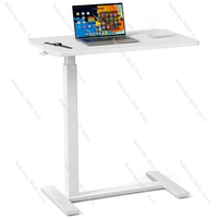 Adjustable Height Overbed Side Table with Hidden Wheels - Mobile Laptop Desk for Home Use in Bedroom
