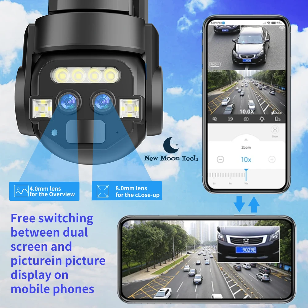 New Moon Tech Q820 Intelligent Camera 10X Zoom HD Night Vision Outdoor Waterproof Two-way Voice Intercom Security Camera