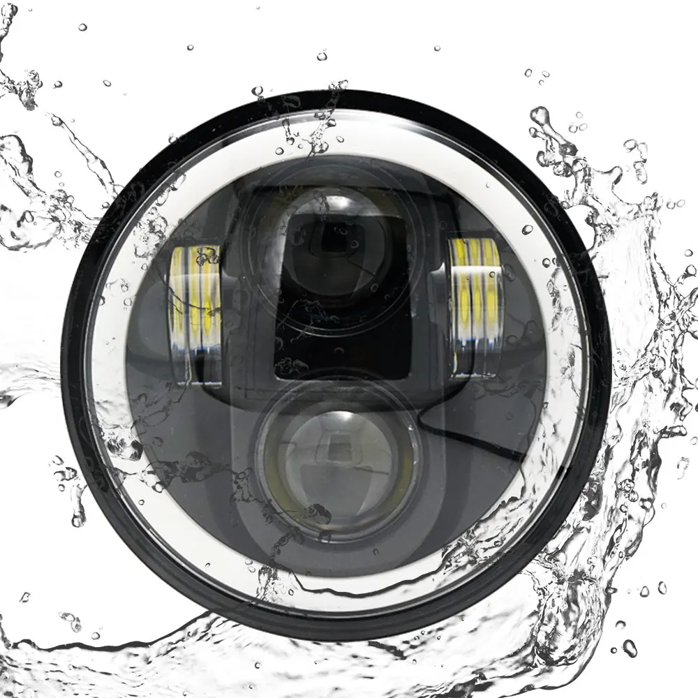 5.75 Inch LED Headlight Projector Halo Ring H4 Motorcycle 5 3/4\