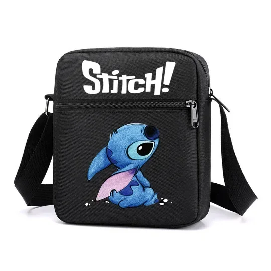 MINISO Disney Stitch Crossbody Backpack Lunch Box Bag Best Gift for Children Mochila Outdoor Lightening Zipper Shoulders Fashion