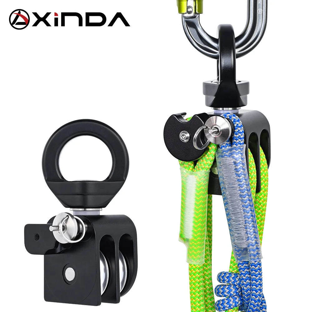 Xinda Pulley Systems Outdoor 4:1 High Efficiency Swing Swivel Lifting Labor-saving Double Pulley Block