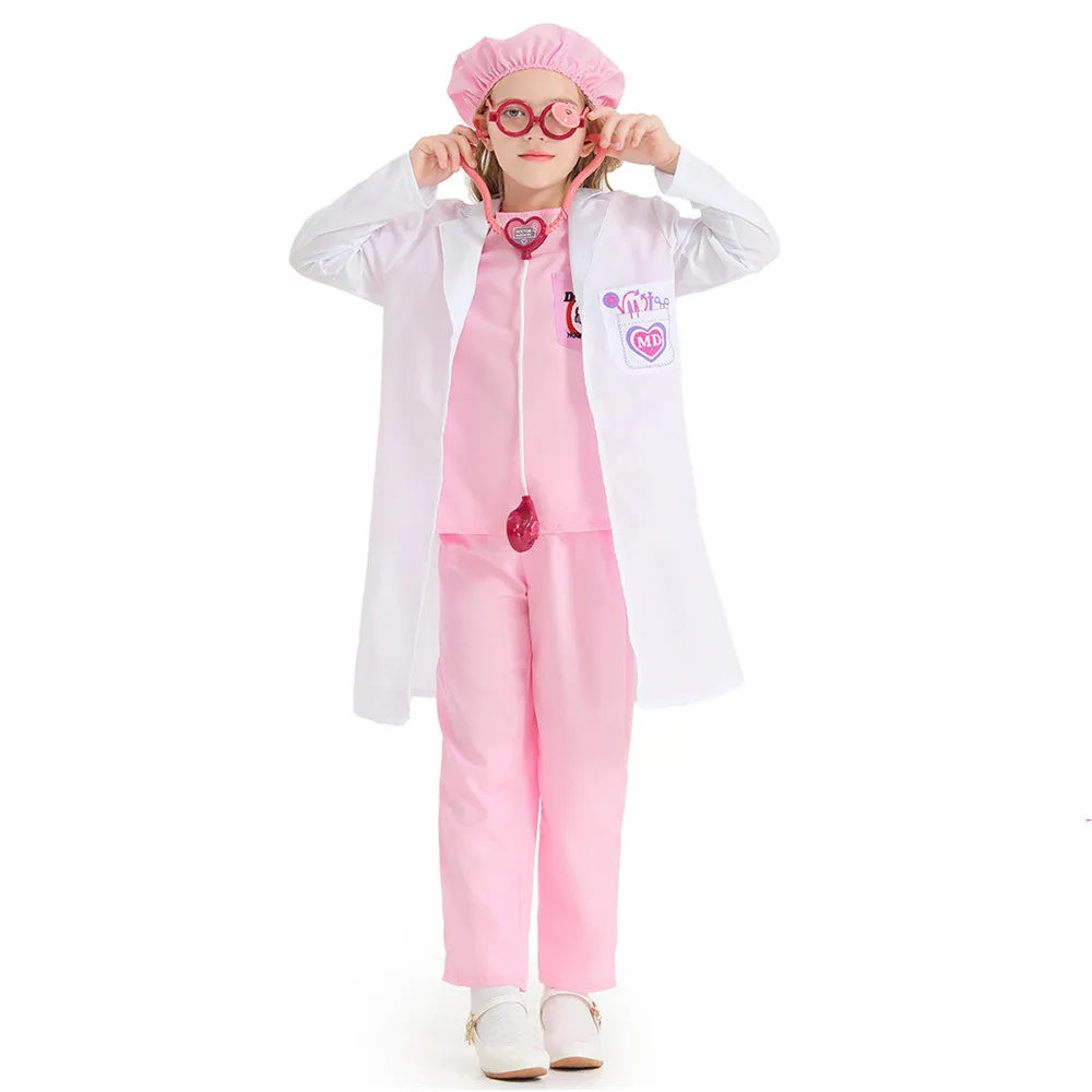 

3-цветные детские костюмы унисекс на Хэллоуин, костюмы медсестры и врача, детское хирургическое платье, косплей, карнавал, Пурим, ролевая игра, праздничное платье