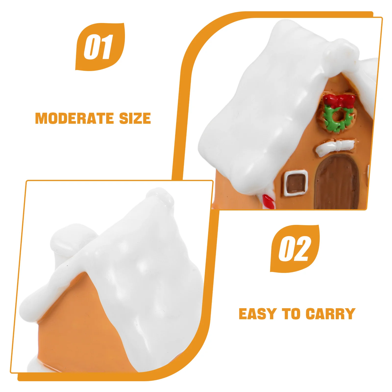 

6 pcs Christmas Moss Micro Landscape: Resin Gingerbread House Mini Snow Village Statue For Holiday Decor Xmas Party Ornament,