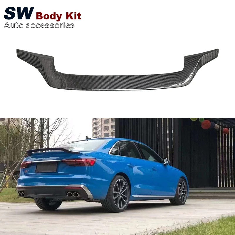 Carbon Fiber GT Style S4 Rear Spoiler For Audi A4 S4 B9.5 B10 Upgrade Rear Trunk Spoiler Lip Guide Wing Lip Rear Wing