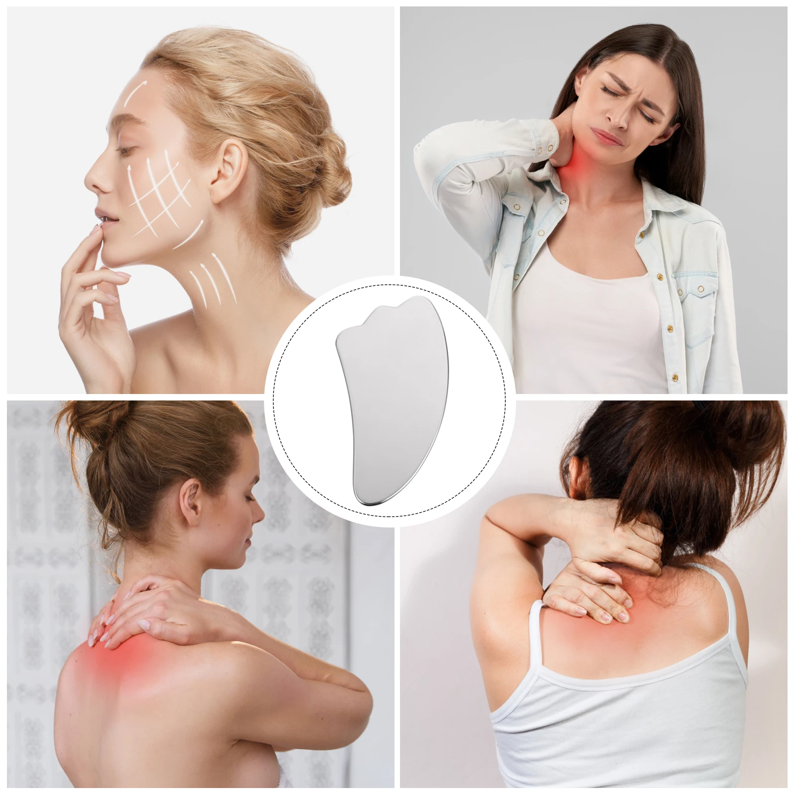 

Facial Massage Gua Sha Board Smooth Scraping Face Body Care Tool Stainless Steel Skin-friendly Massaging
