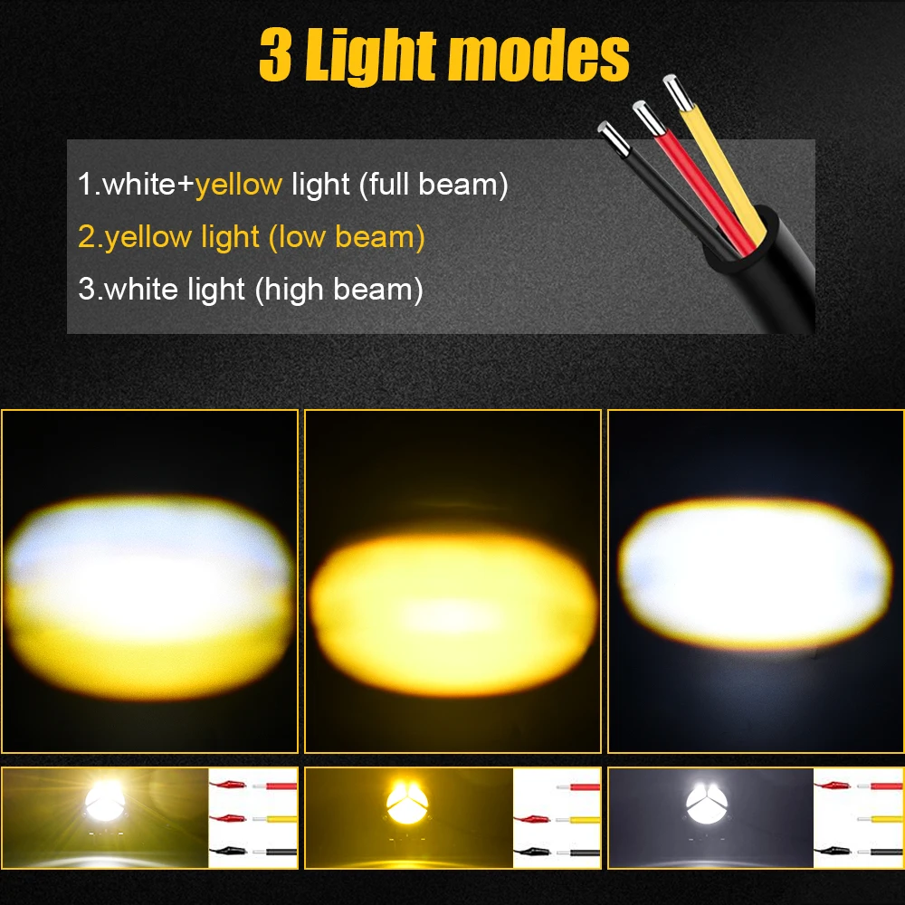 MONDEVIEW M3 Motorcycle Large Lens Spotlight 6000K White 120W High Power 10000LM High Brightness Suitable for Car Jeep 4x4 SUV