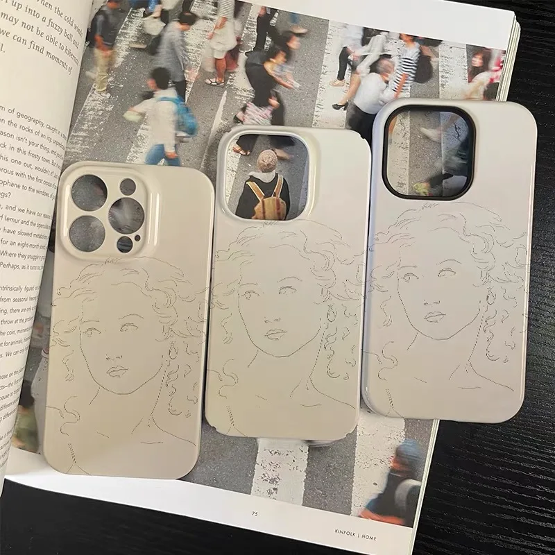 لحمي اللون خطوط بسيطة فتاة جراب هاتف آيفون 17 الهواء 16E 15 برو ماكس 14 زائد 13 12 ميني 11 برو 16 زائد XR غطاء هاتف أكريليك #4