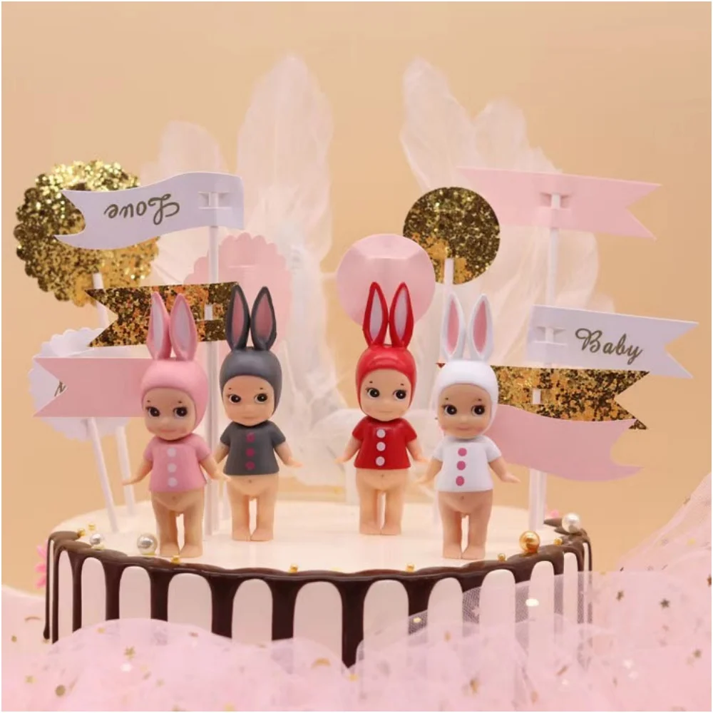 Sonny Angel Action Figure Kawaii Amine Rabbit Ears Angel Devil Unicorn Little Cupid Halloween Christmas Birthday Cake Toy Gift