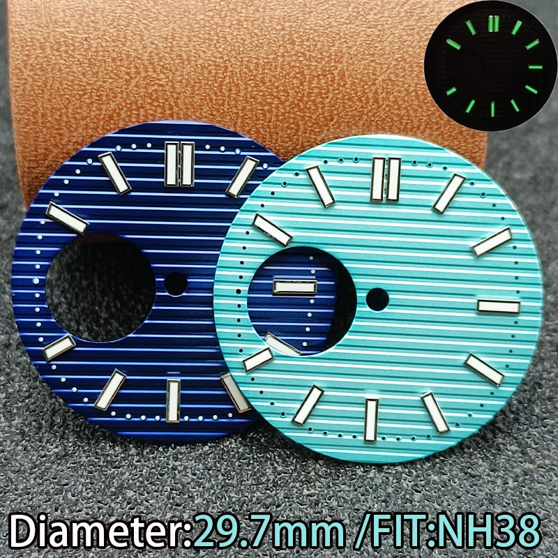 NH38 watch dial 29.7mm modified dial turquoise luminous skeleton dial modified watch accessories NH38 movement