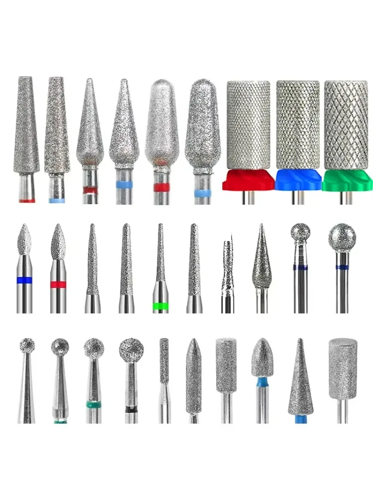 Diamant-Keramik-Nagelbohrer, Fräser für Maniküre, links-rechts rotierende Nagelhautfeilen, Buffer, DIY-Nagelzubehör, Werkzeuge