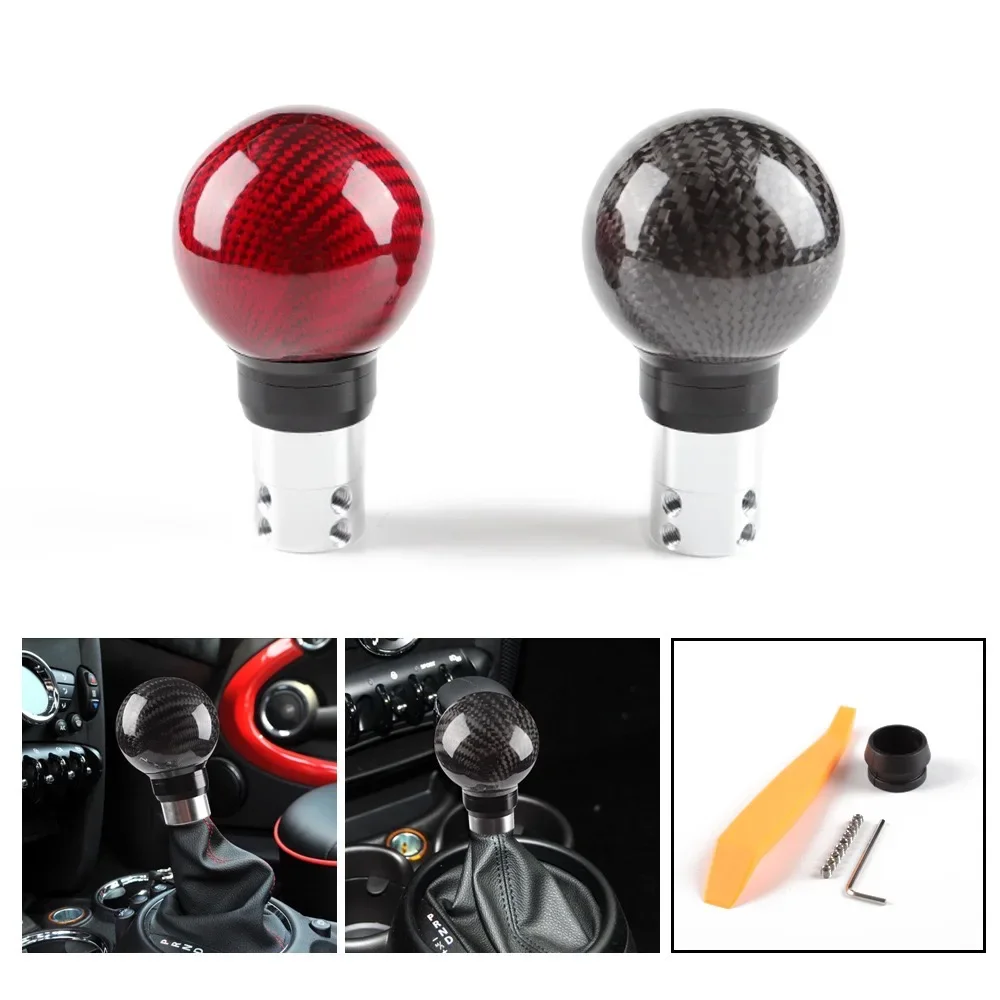 Universal 5 Speed Car Carbon Fiber Gear Stick Shift Knob Car Gear Knob Gear Knob Leather Fit For Honda Toyota Nissan Mitsubishi