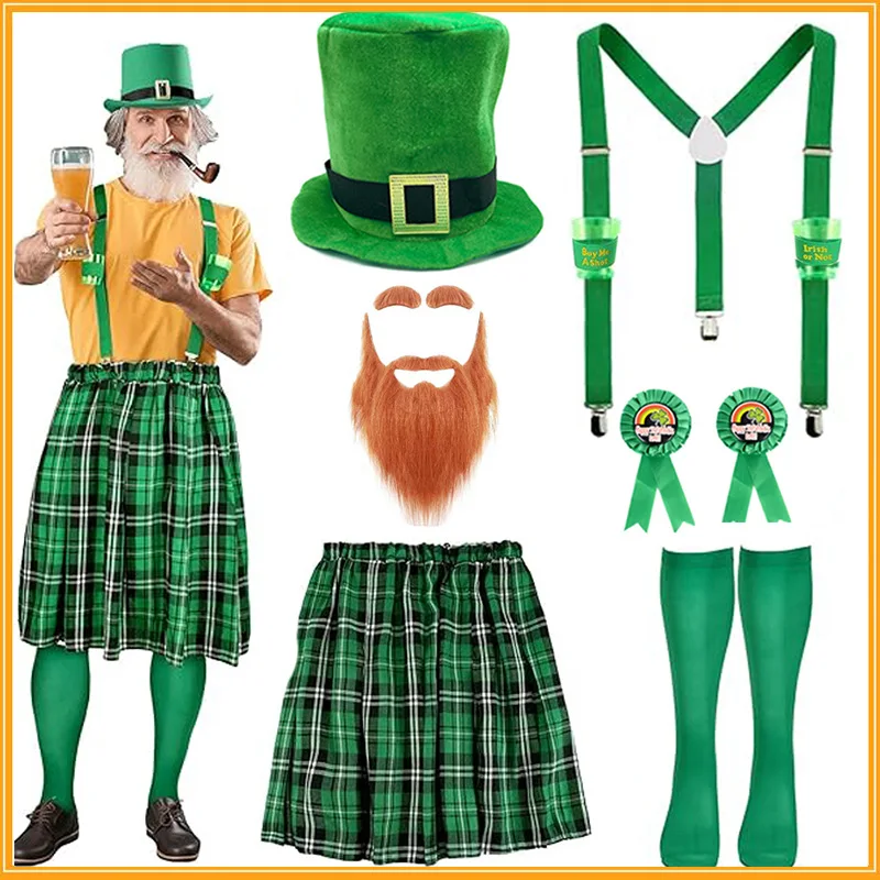 

Adult Size Irish Festival Bar Waiter Role Costume Saint Patrick's Day Apron Holiday Theme Cosplay Overall Cover for Waitresses