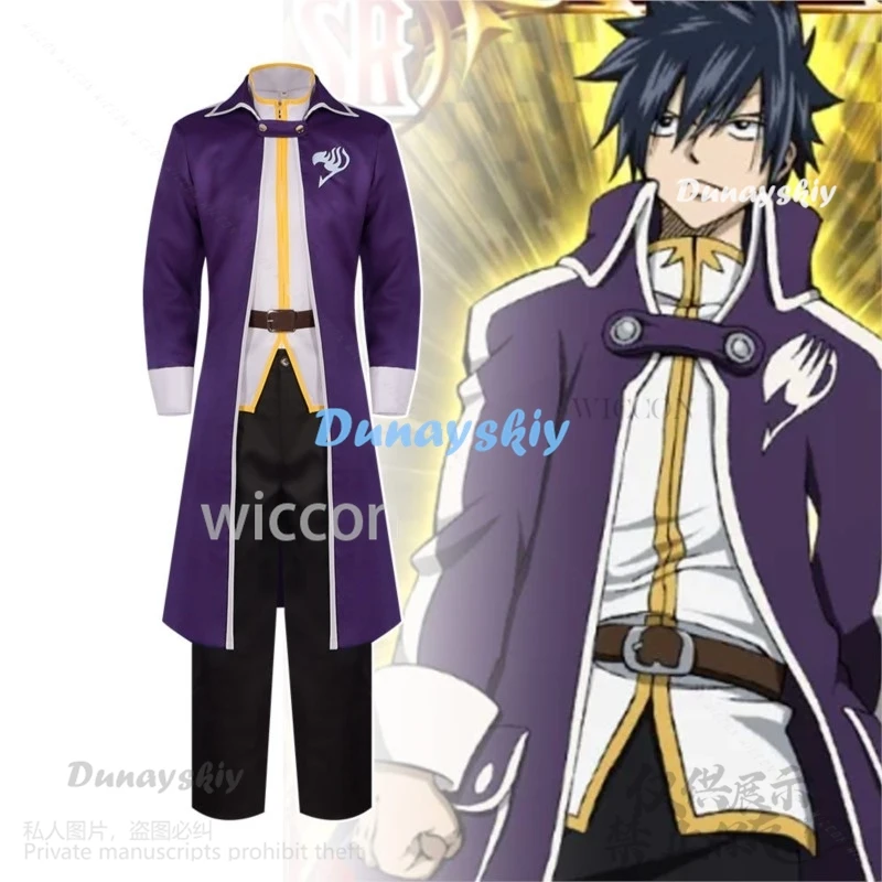 Gray Fullbuster Cosplay Anime Fairry Tail Costume Long Sleeved Trench Coat Uniform Adult Man Halloween Carnival Suit Customized